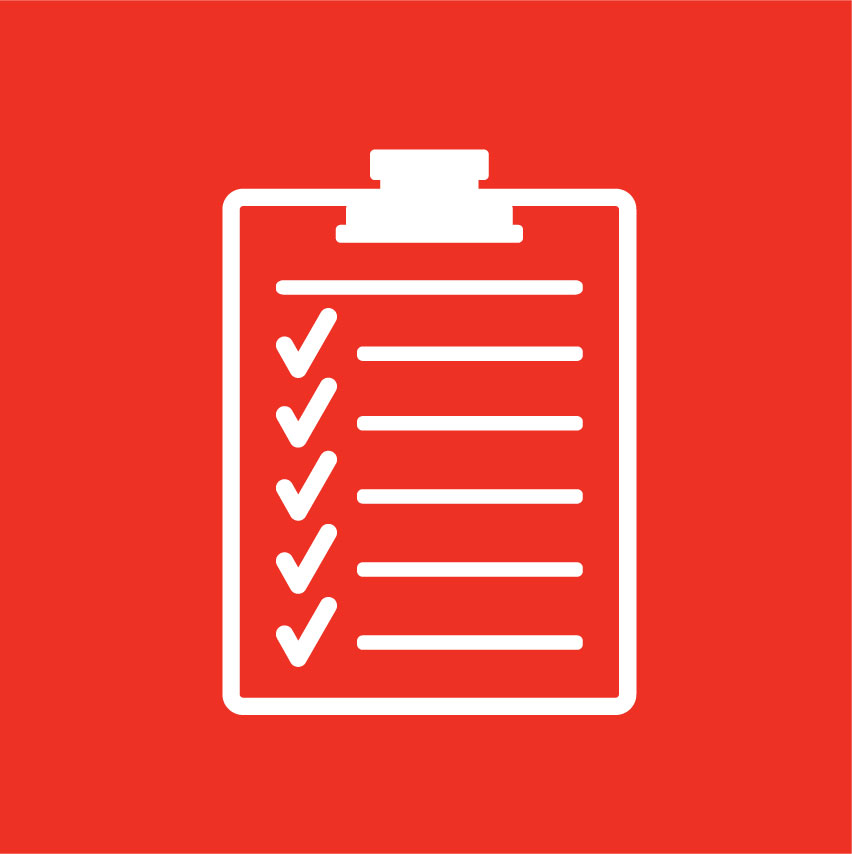 Icon image of check marked clip board representing Cota's quality of care oversight programs