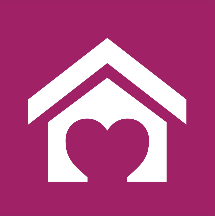 Icon image of a house with a heart shaped door representing Cota's supportive housing and housing supports programs