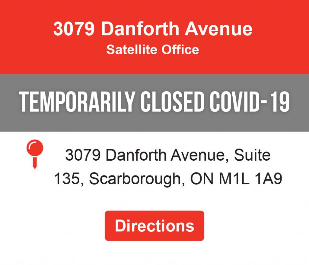 Directions link to 3079 Danforth Avenue Satellite Office Location