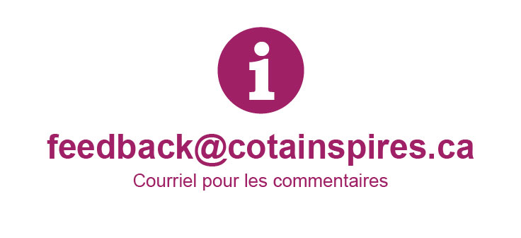 feedback@cotainspires.ca email for feedback icon